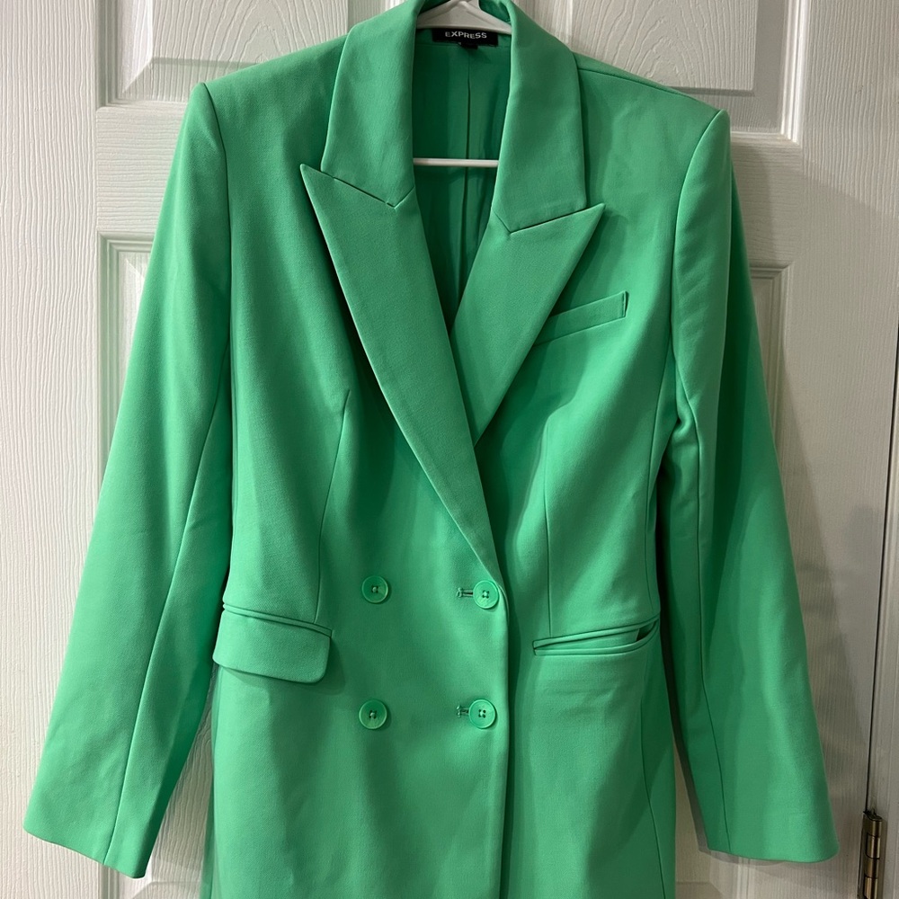 Express Double Breasted Green Hourglass Blazer size 10